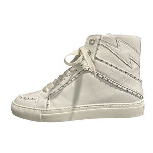 Zadig & Voltaire ZV1747 High Flash Studded Sneaker Womens White, Sz 39 WORN ONCE